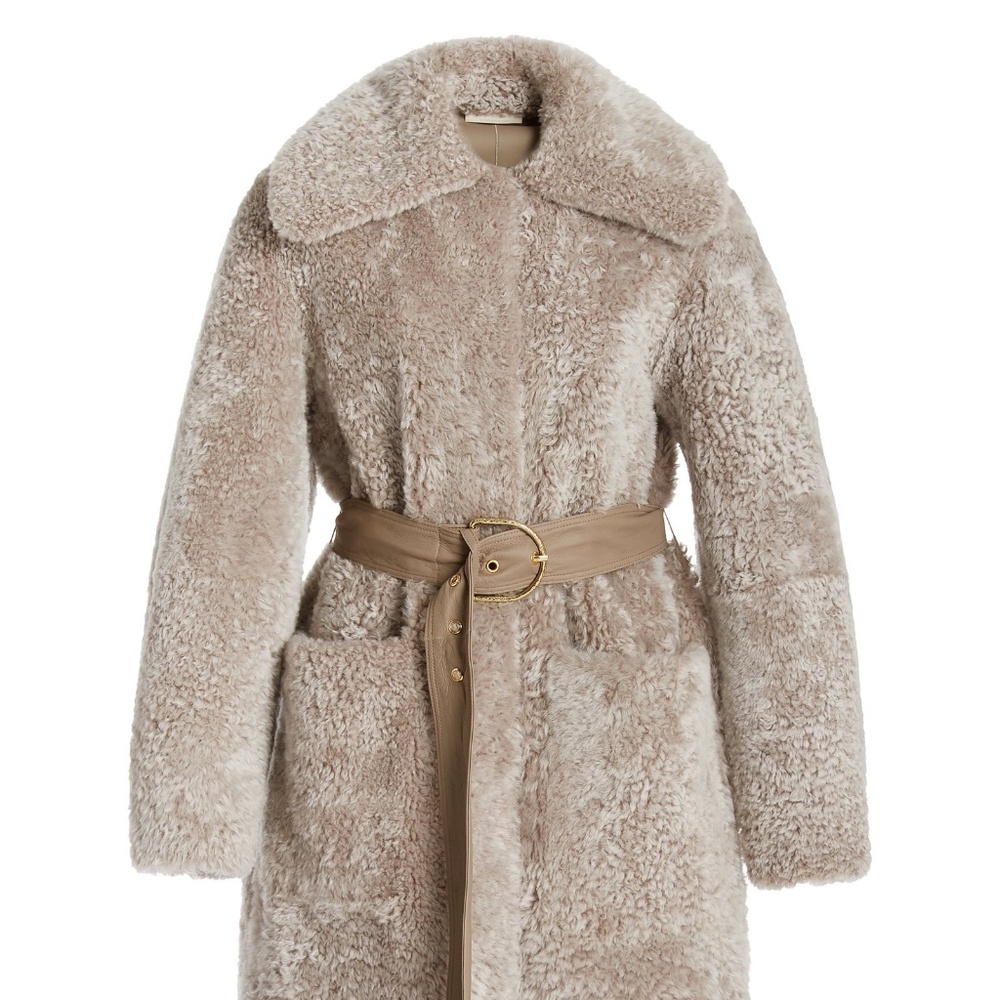 ULLA JOHNSON Adira Shearling Leather Coat in Black